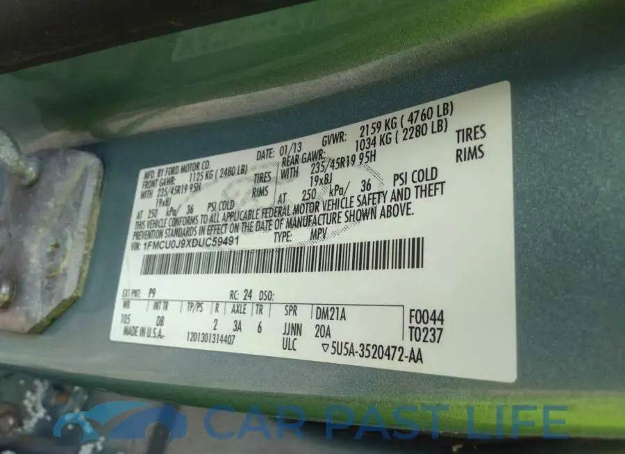 1FMCU0J9XDUC59491# 9