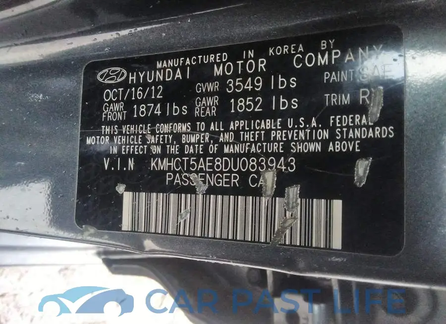 KMHCT5AE8DU083943# 9