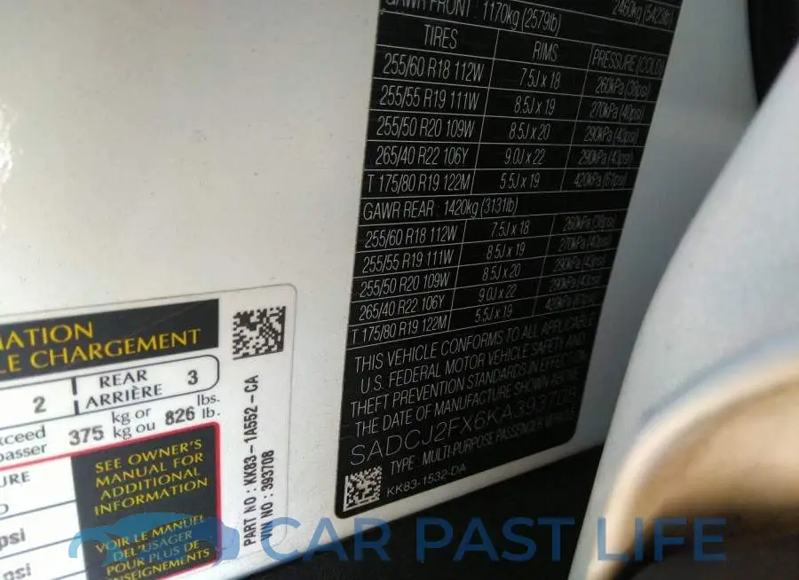 SADCJ2FX6KA393708# 9