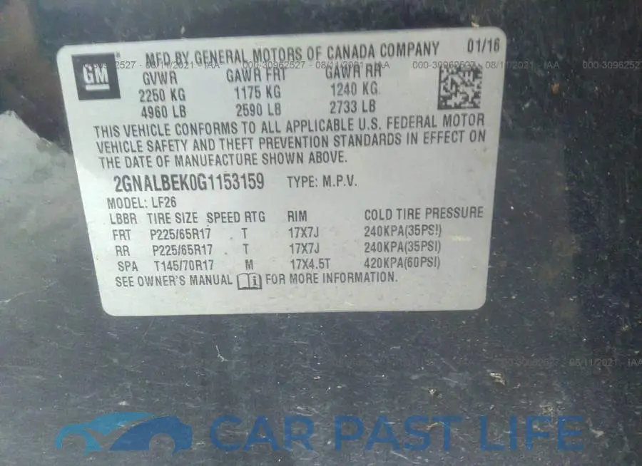 2GNALBEK0G1153159# 9