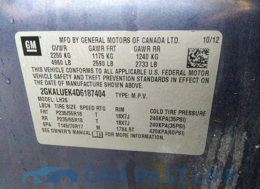 2GKALUEK4D6187404# 9