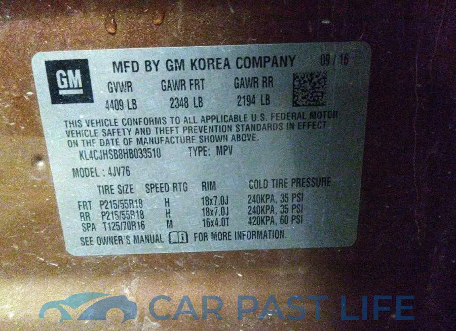KL4CJHSB8HB033510# 9