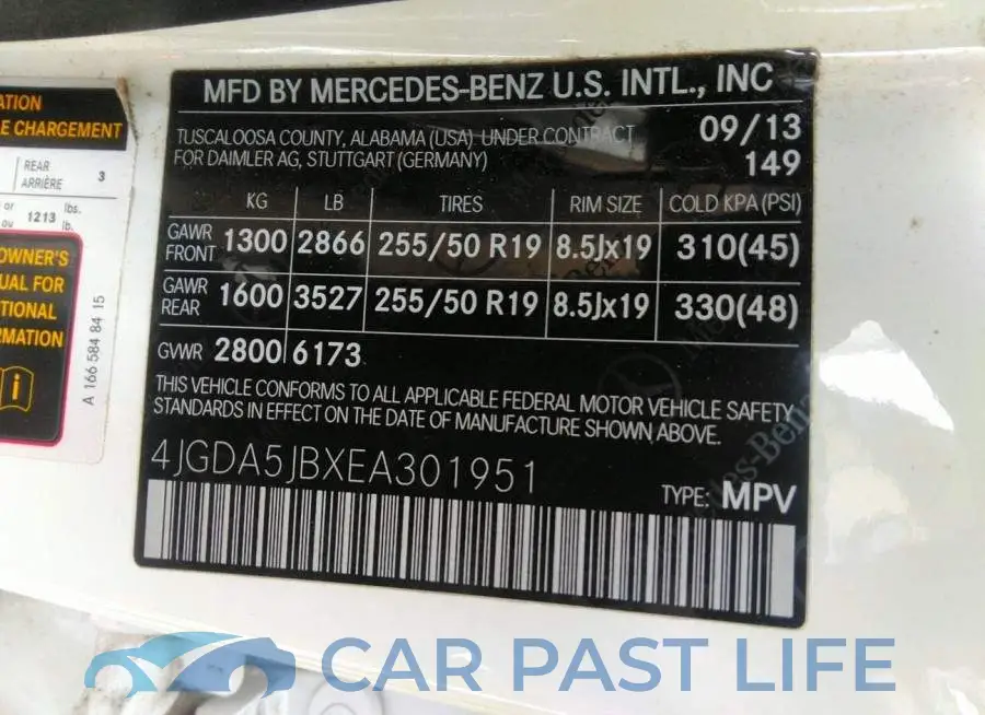 4JGDA5JBXEA301951# 9