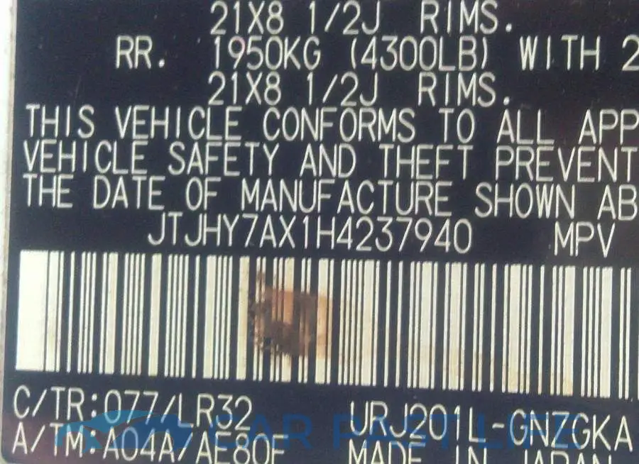JTJHY7AX1H4237940# 9