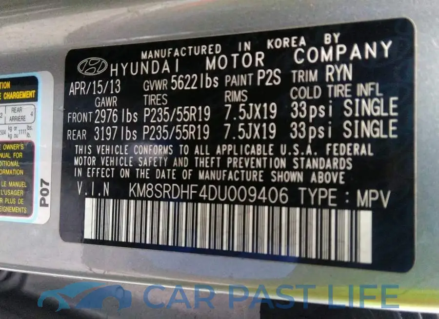 KM8SRDHF4DU009406# 9