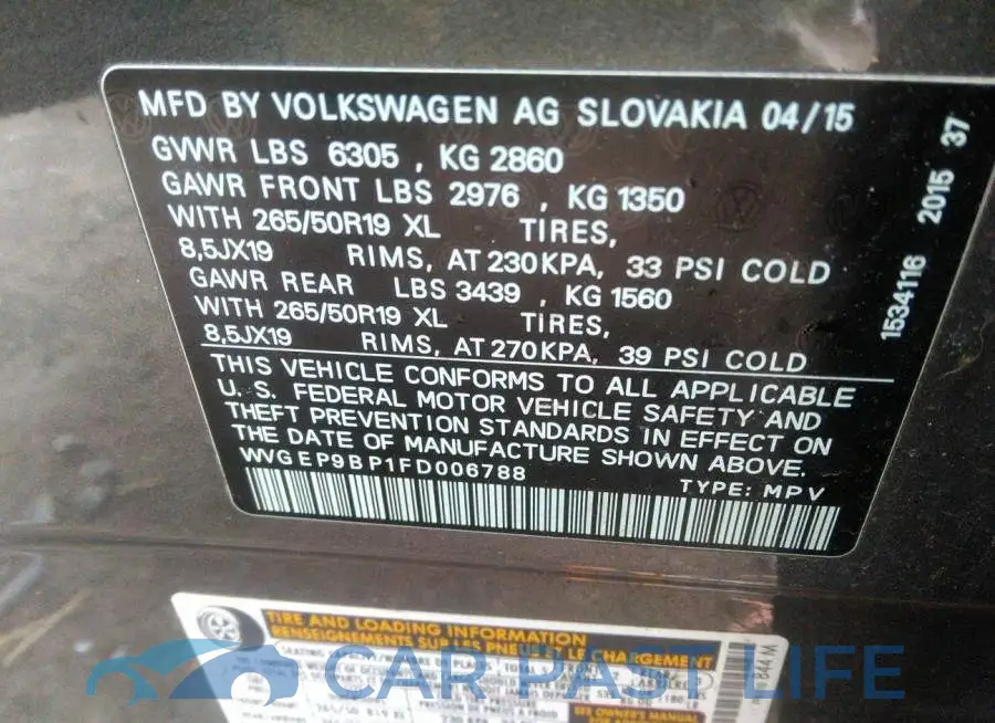 WVGEP9BP1FD006788# 9