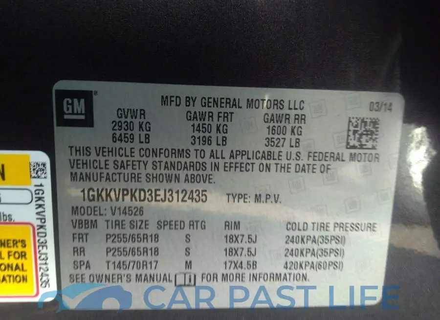1GKKVPKD3EJ312435# 9