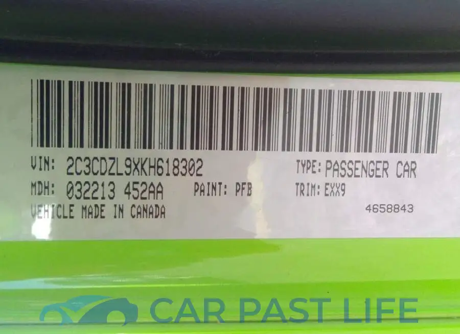 2C3CDZL9XKH618302# 9