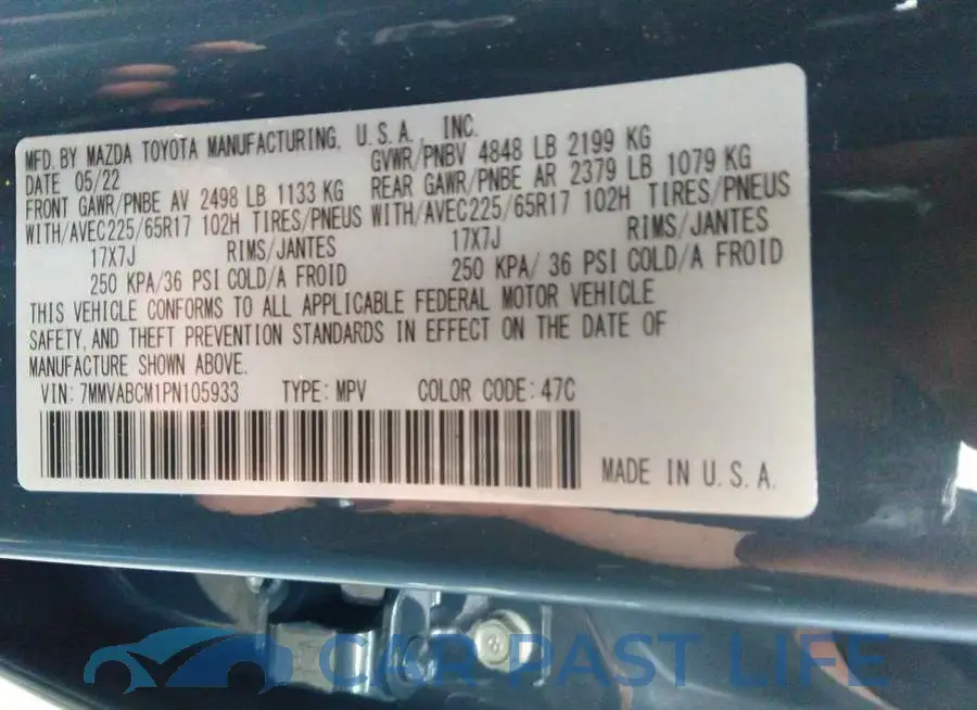 7MMVABCM1PN105933# 9