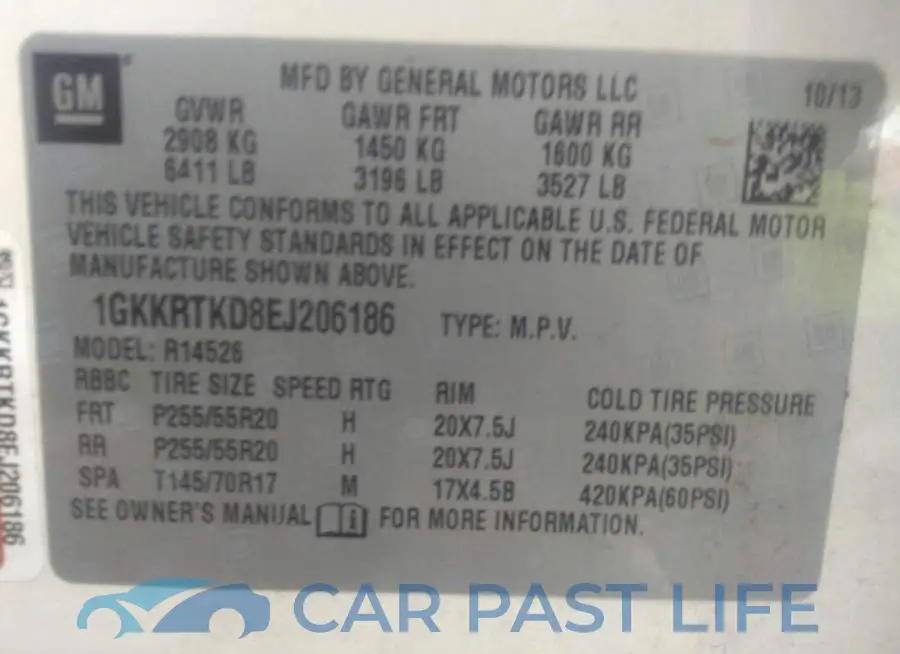 1GKKRTKD8EJ206186# 9