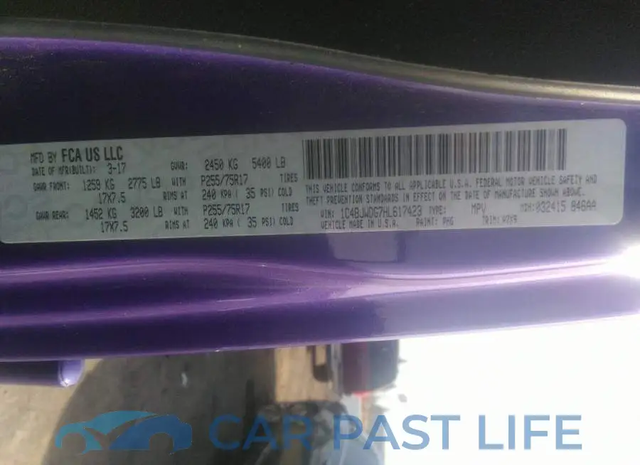 1C4BJWDG7HL617423# 9