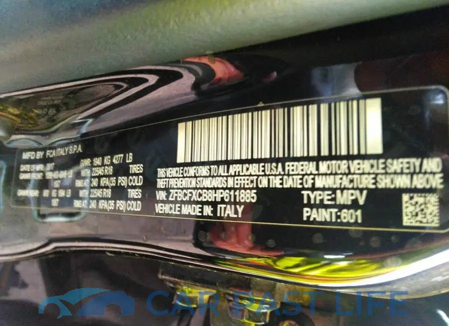 ZFBCFXCB8HP611885# 9