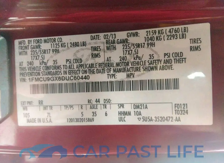 1FMCU9GX6DUC60440# 9