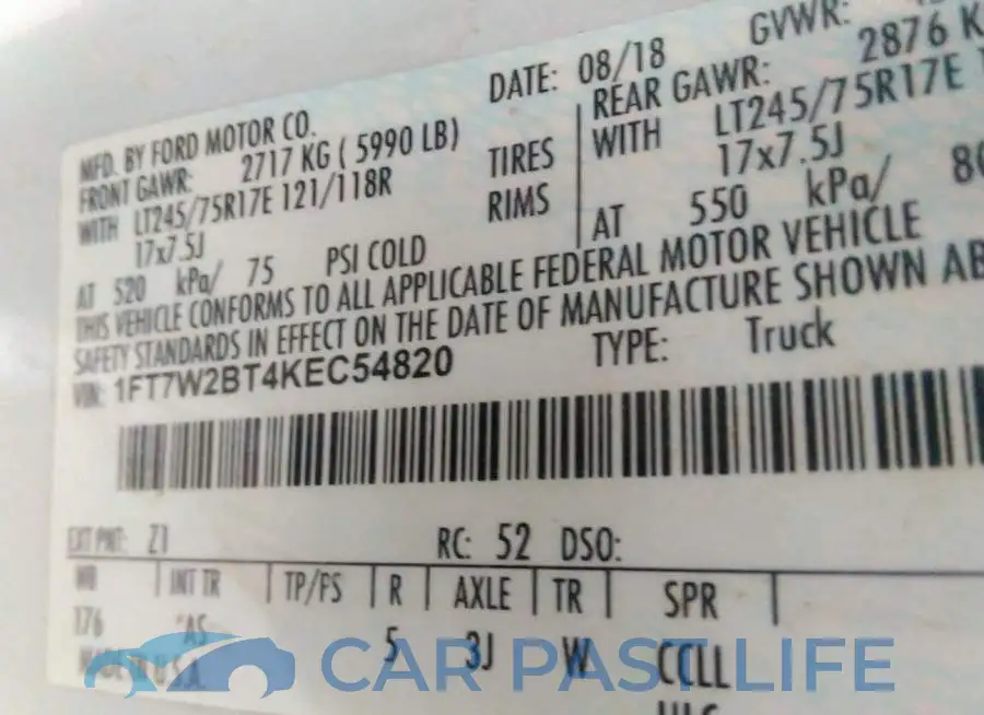 1FT7W2BT4KEC54820# 9