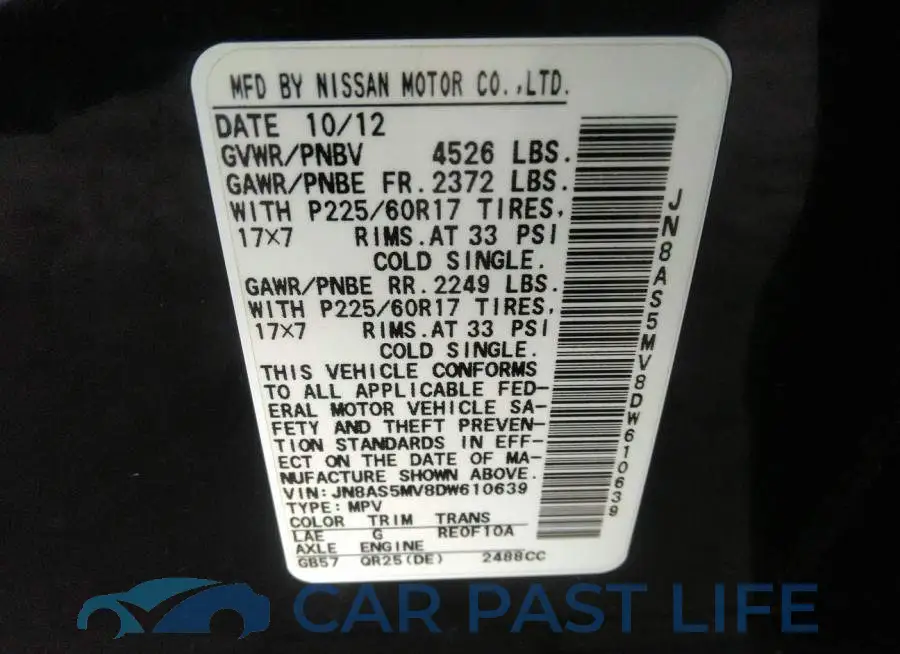 JN8AS5MV8DW610639# 9