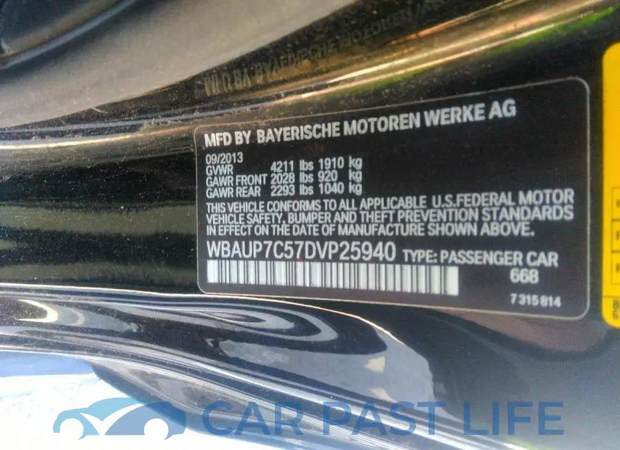 WBAUP7C57DVP25940# 9