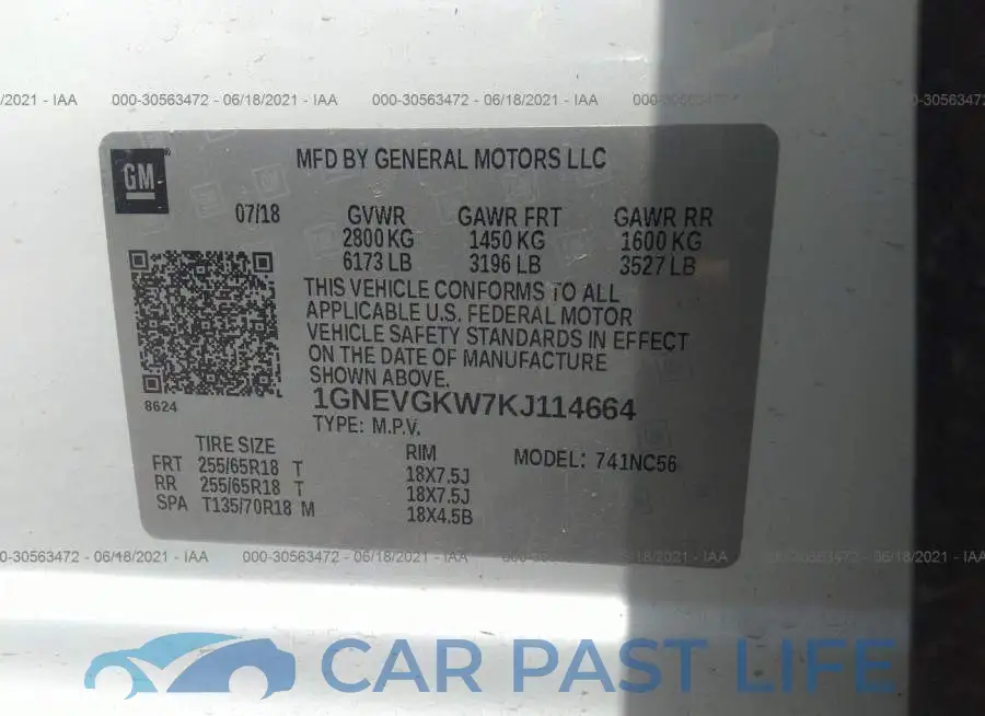 1GNEVGKW7KJ114664# 9