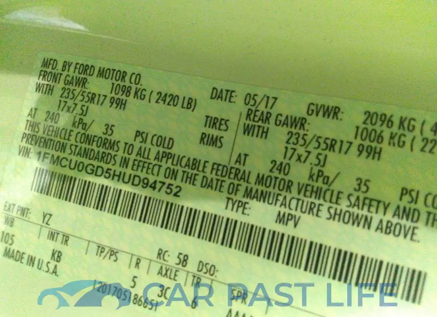 1FMCU0GD5HUD94752# 9
