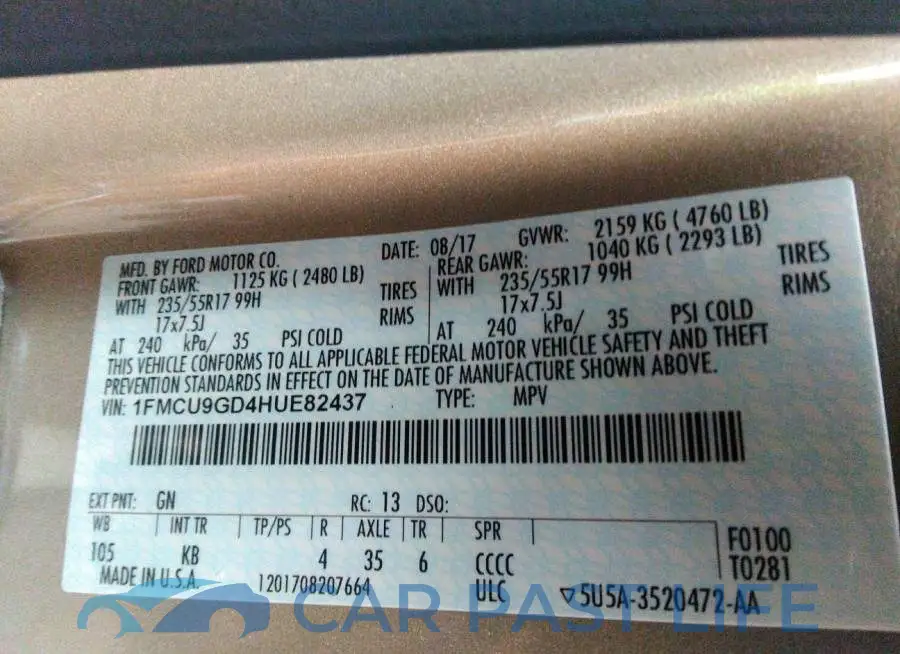 1FMCU9GD4HUE82437# 9