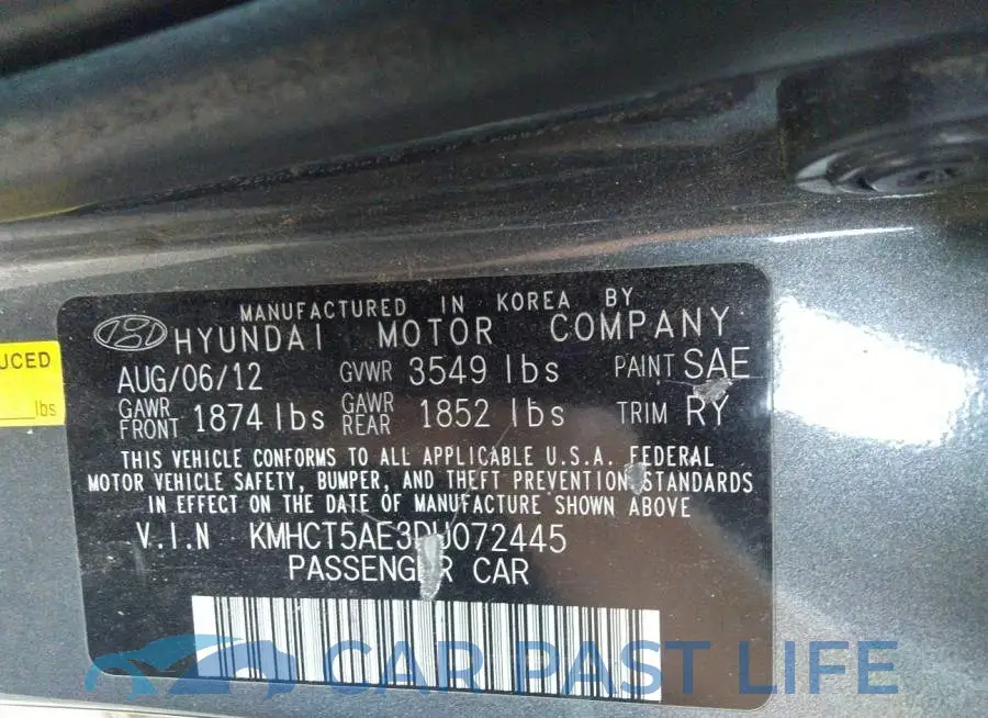 KMHCT5AE3DU072445# 9