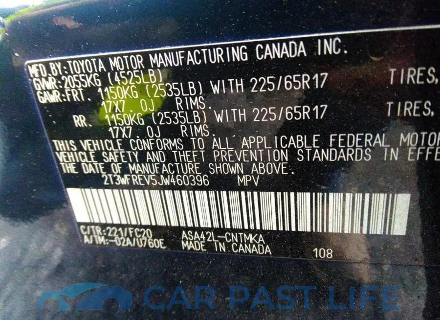 2T3WFREV5JW460396# 9