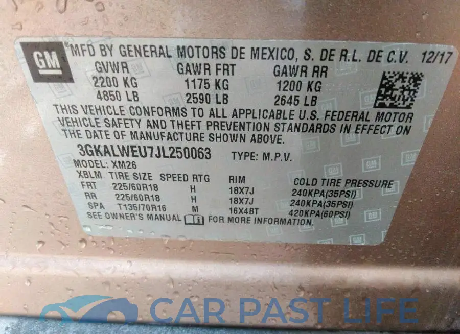 3GKALWEU7JL250063# 9
