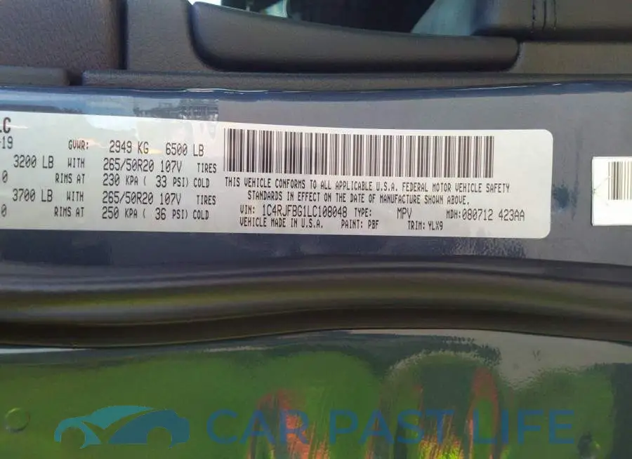 1C4RJFBG1LC108048# 9