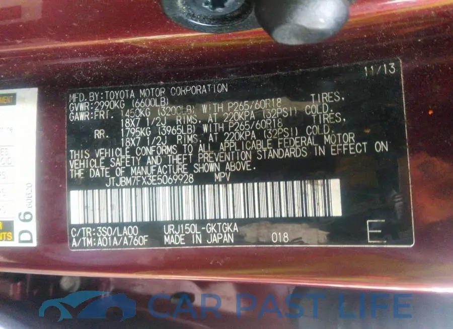 JTJBM7FX3E5069928# 9