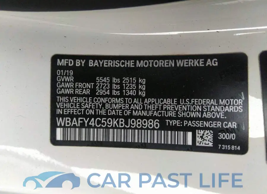 WBAFY4C59KBJ98986# 9