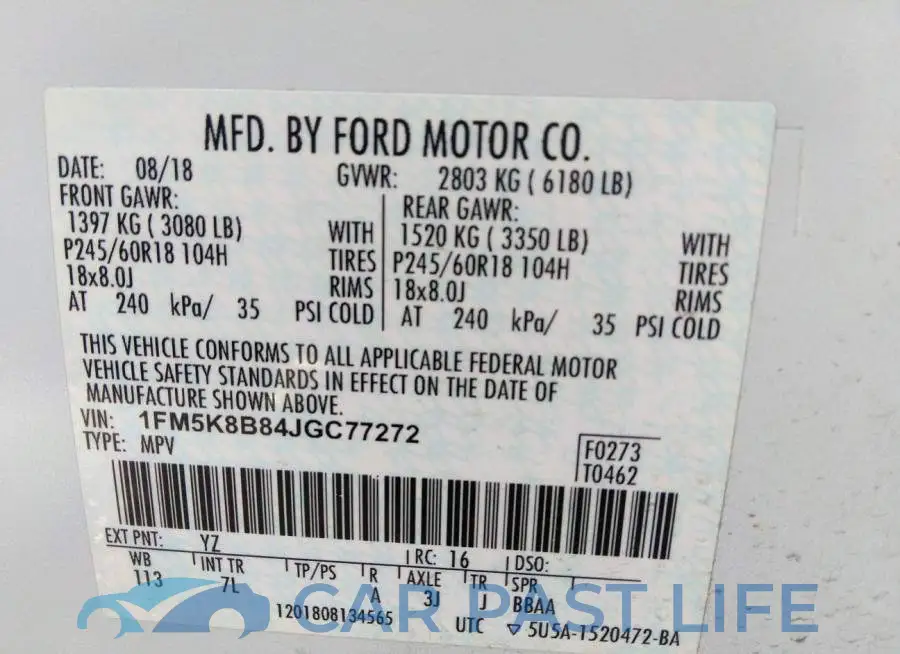 1FM5K8B84JGC77272# 9