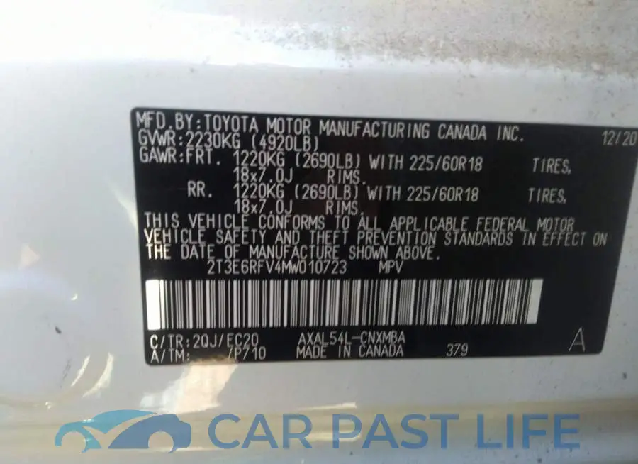 2T3E6RFV4MW010723# 9