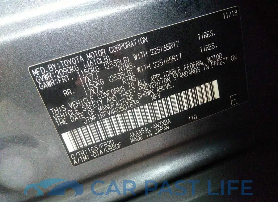 JTMF1RFV4KD501838# 9