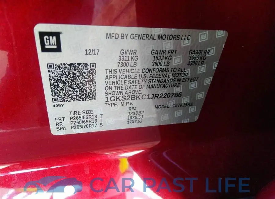 1GKS2BKC1JR220786# 9
