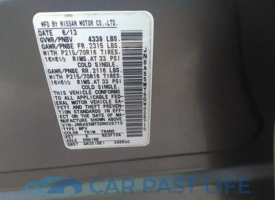 JN8AS5MT5DW028710# 9