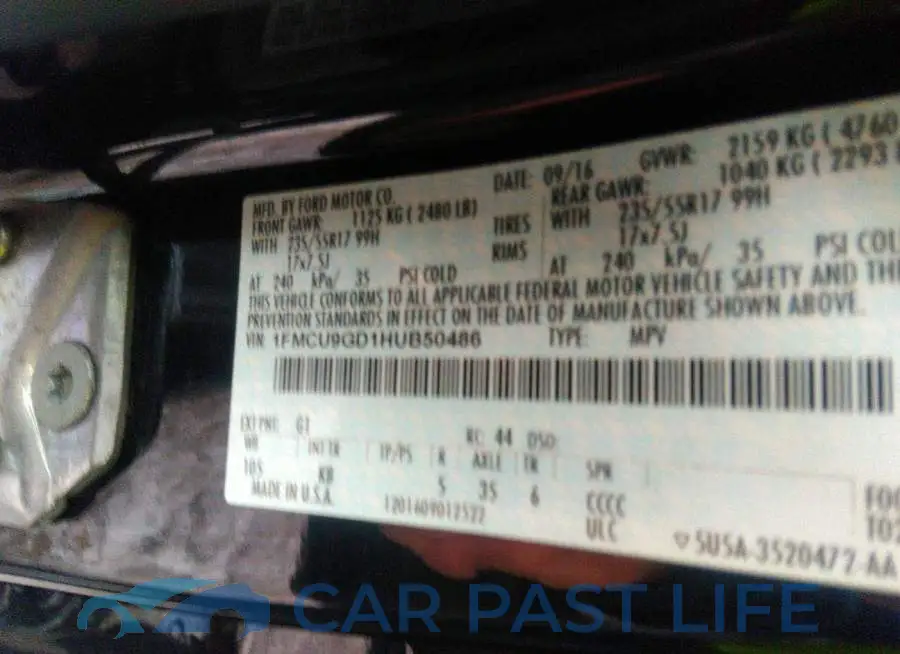 1FMCU9GD1HUB50486# 9