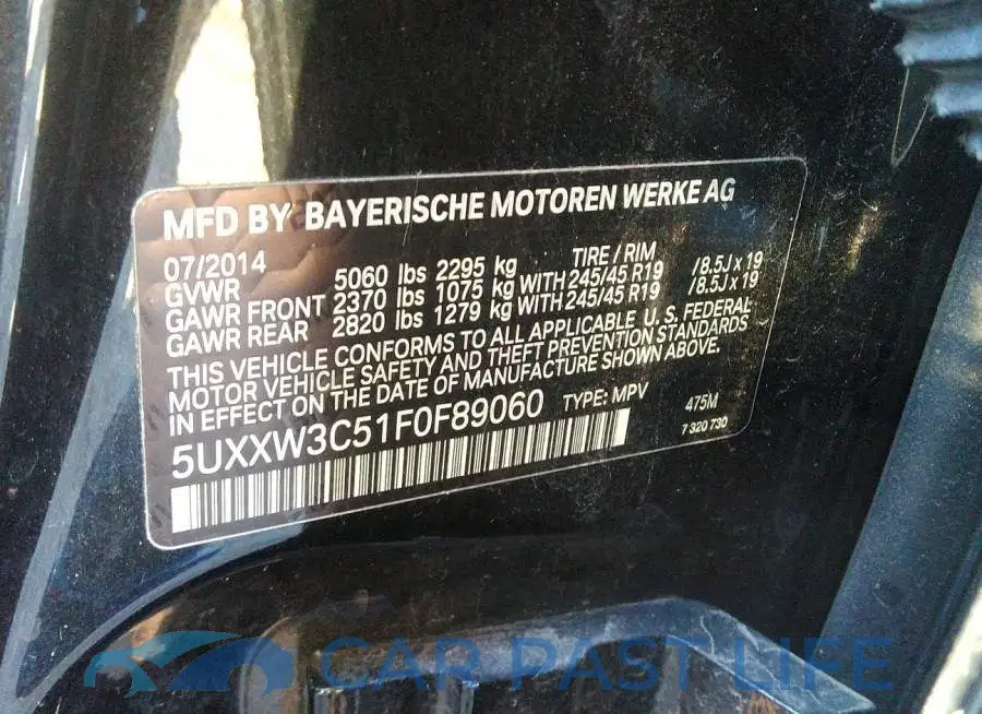 5UXXW3C51F0F89060# 9