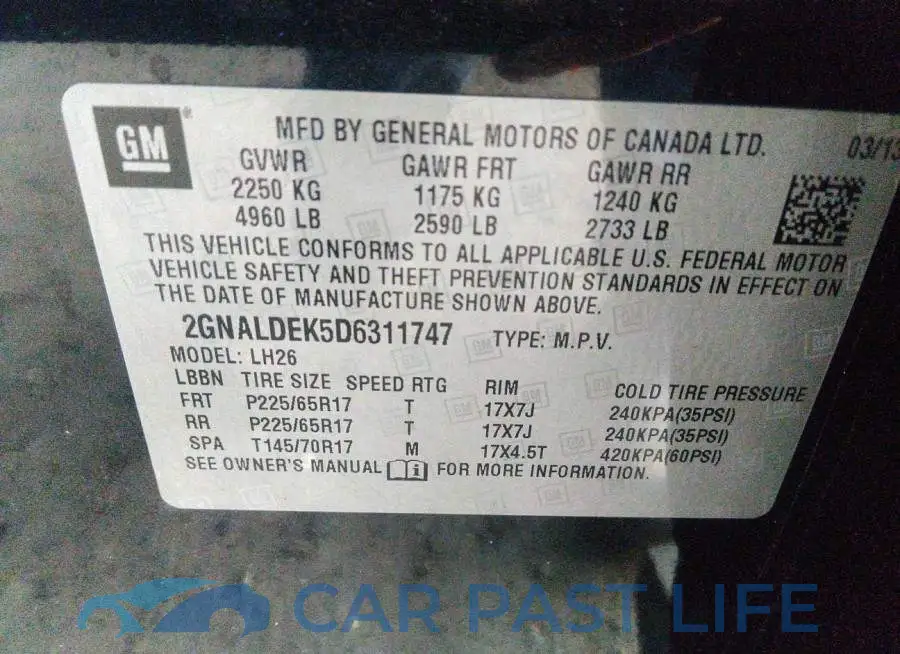 2GNALDEK5D6311747# 9