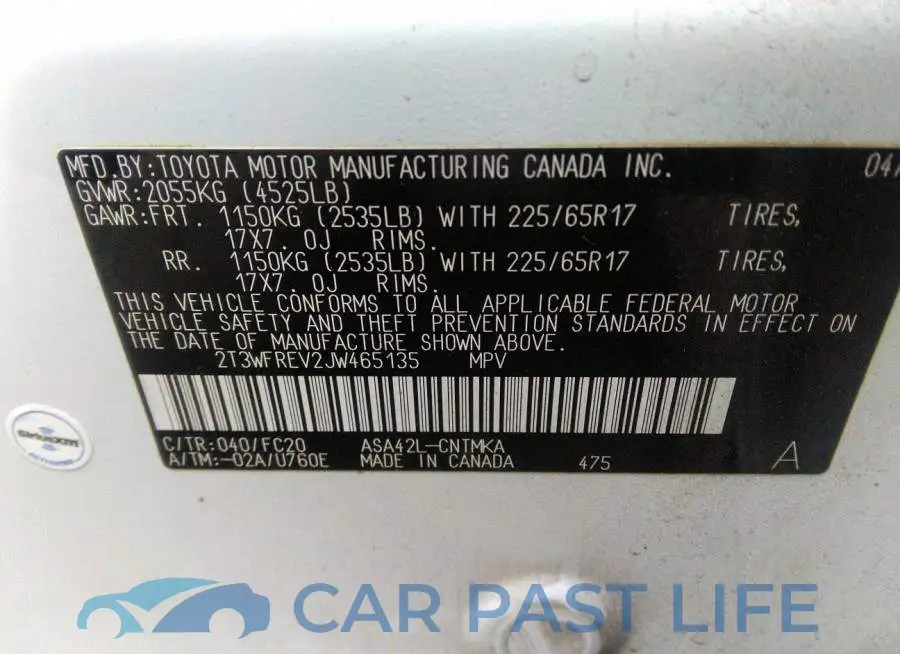 2T3WFREV2JW465135# 9