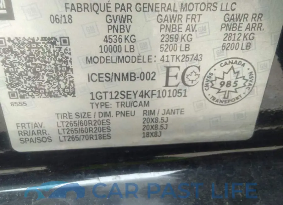 1GT12SEY4KF101051# 9