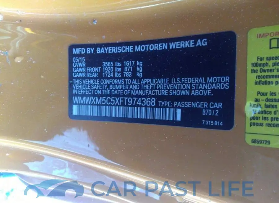 WMWXM5C5XFT974368# 9