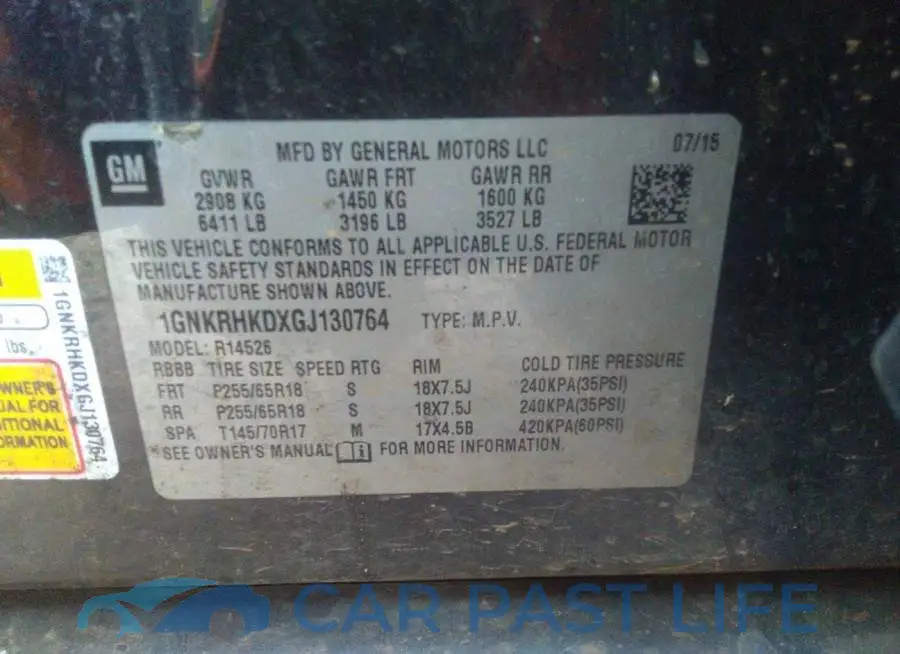 1GNKRHKDXGJ130764# 9
