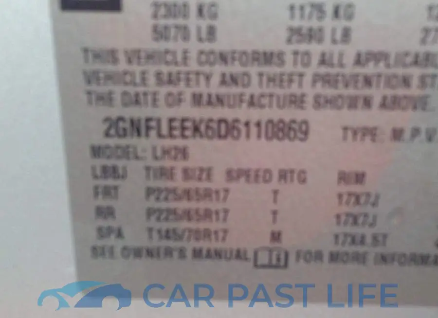 2GNFLEEK6D6110869# 9