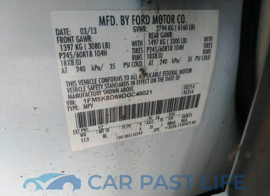 1FM5K8D89DGC46021# 9