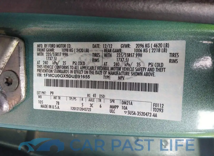1FMCU0GX5DUB91655# 9
