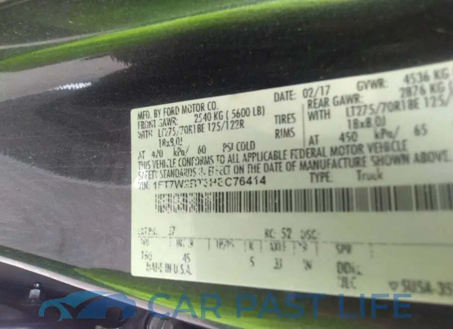 1FT7W2BT3HEC76414# 9