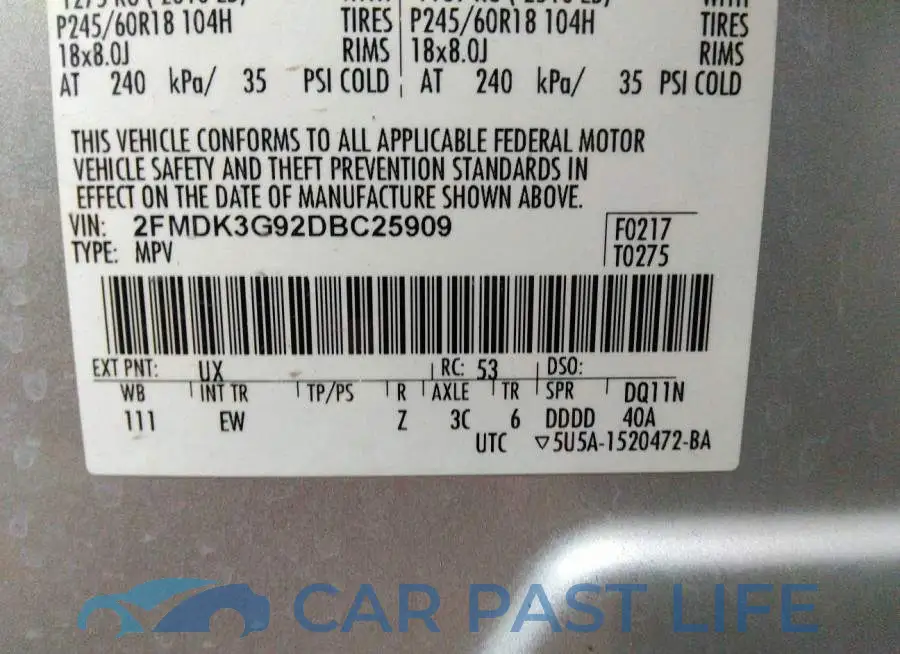 2FMDK3G92DBC25909# 9