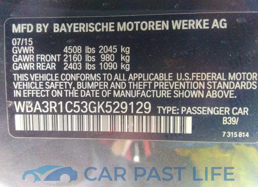 WBA3R1C53GK529129# 9