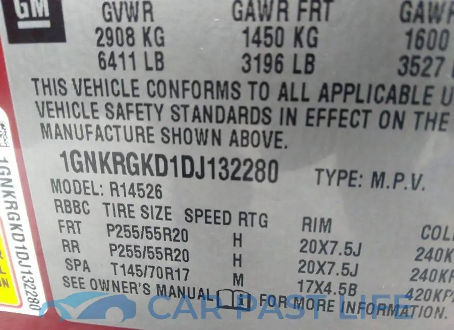 1GNKRGKD1DJ132280# 9