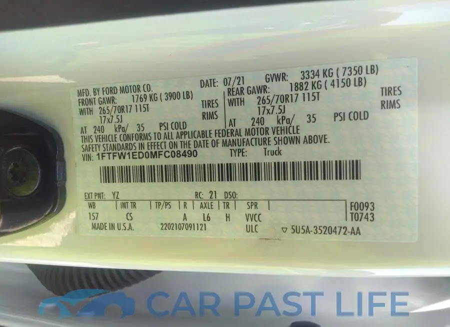 1FTFW1ED0MFC08490# 9