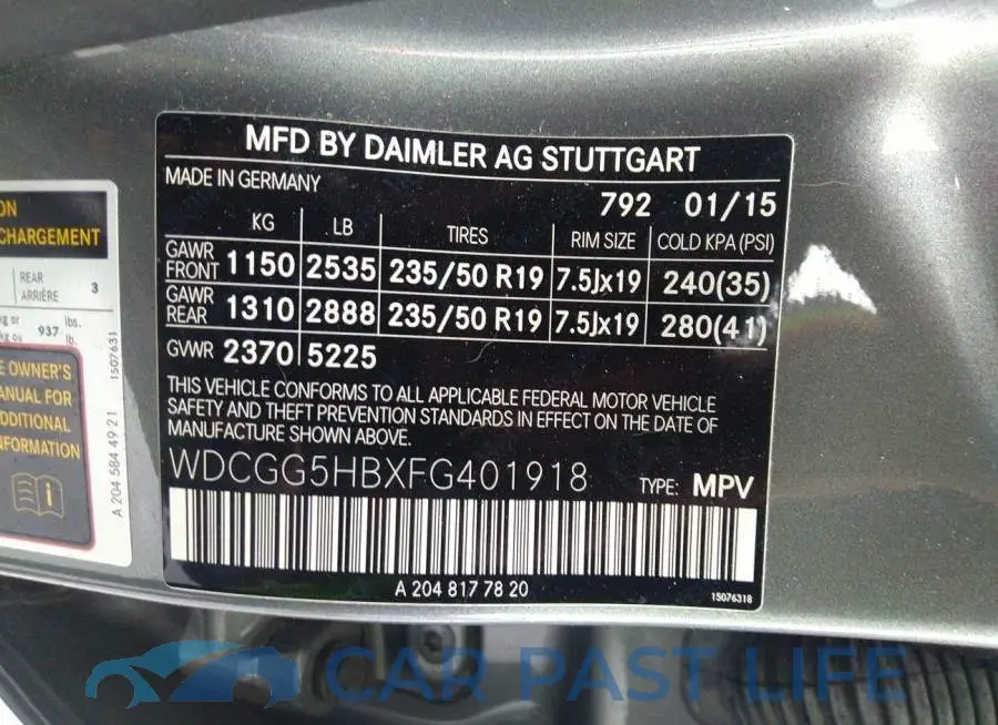 WDCGG5HBXFG401918# 9